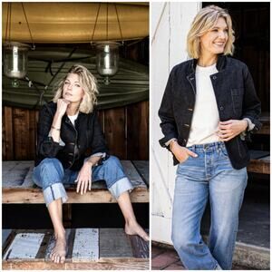 WIES MADE Women's Large Demin Scout Blazer Jacket Black Stone